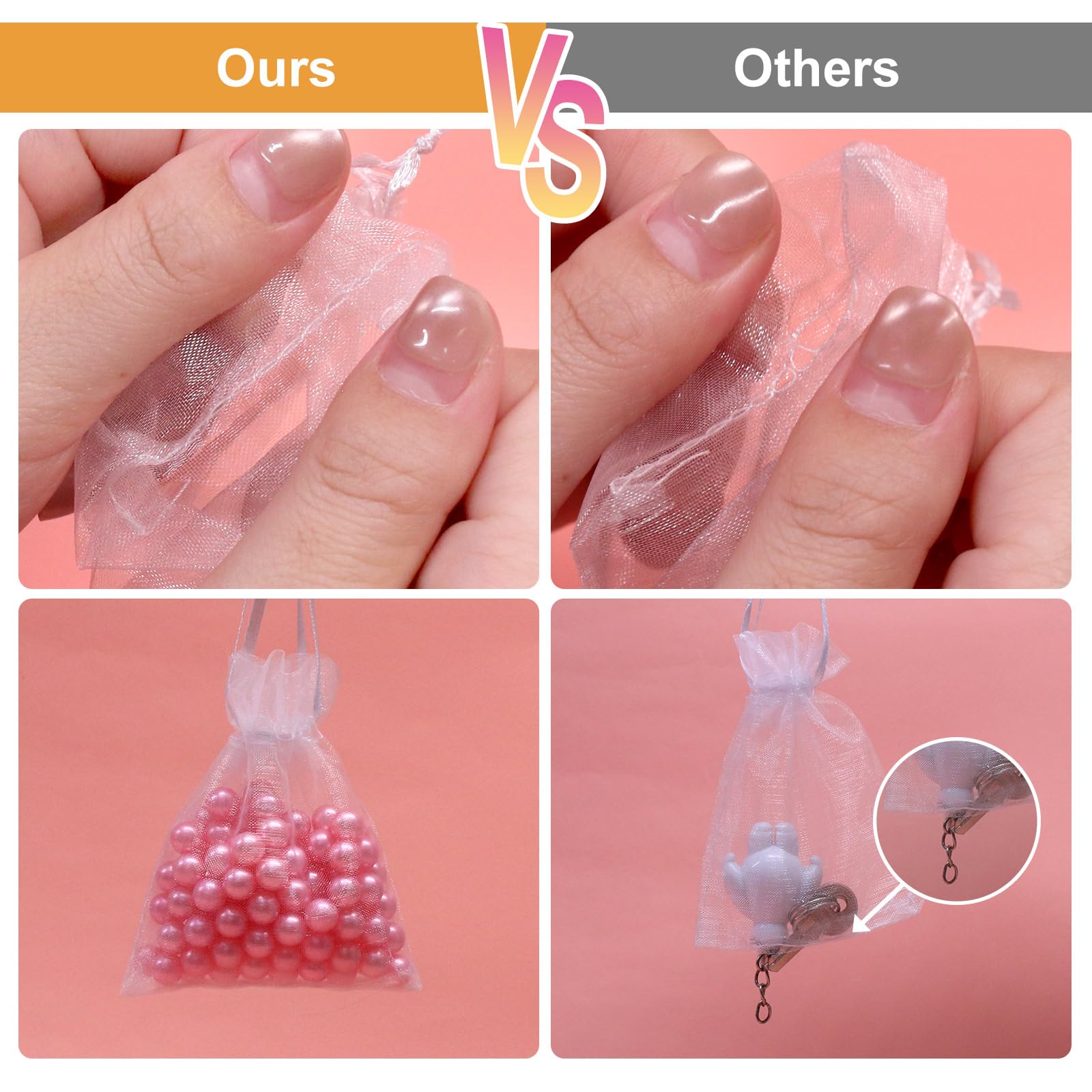 SumDirect 100PCS 3x4 Inches Organza Gift Bags with Drawstring-White - Image 4