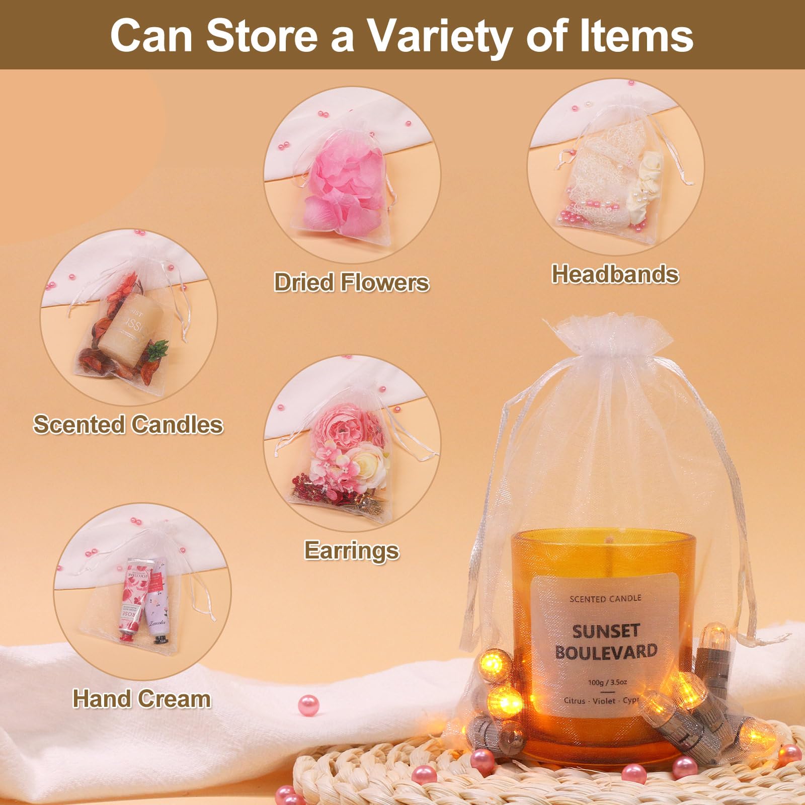 SumDirect 100Pcs 5x7 inch White Sheer Drawstring Organza Jewelry Pouches Wedding Party Christmas Favor Gift Bags - Image 4