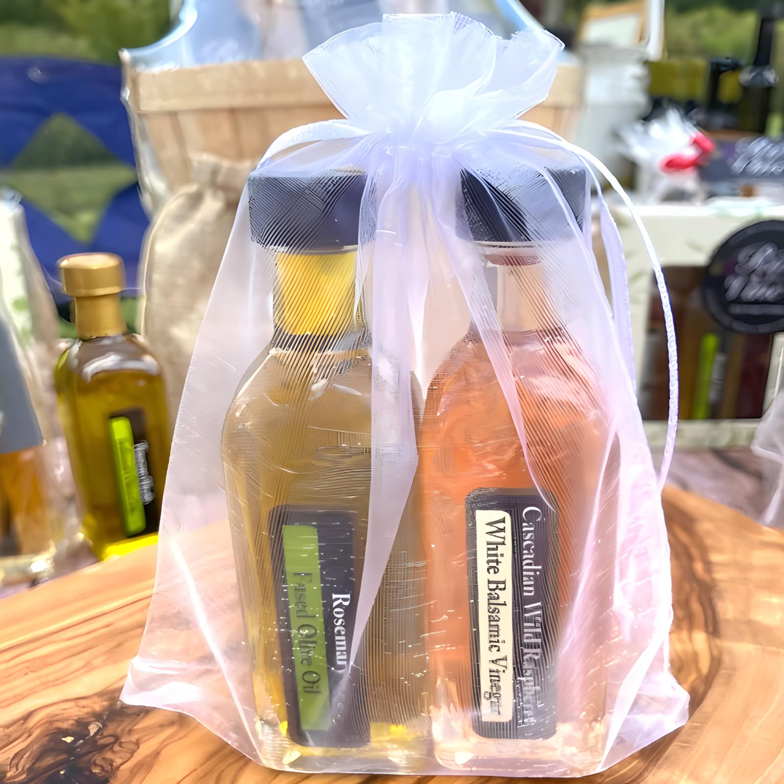 SumDirect 100Pcs 5x7 inch White Sheer Drawstring Organza Jewelry Pouches Wedding Party Christmas Favor Gift Bags - Image 6