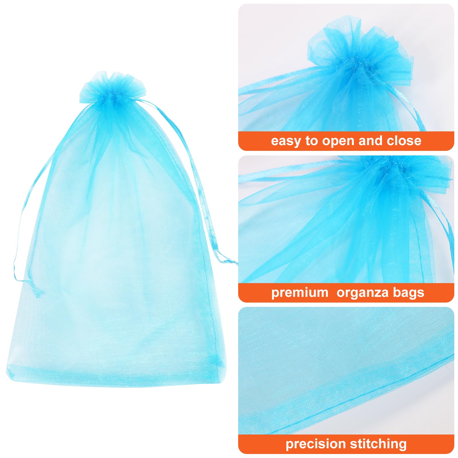 SumDirect 100Pcs 8x12 Inches Organza Gift Party Favor Bags with Drawstring (Assorted Colors) - Image 3