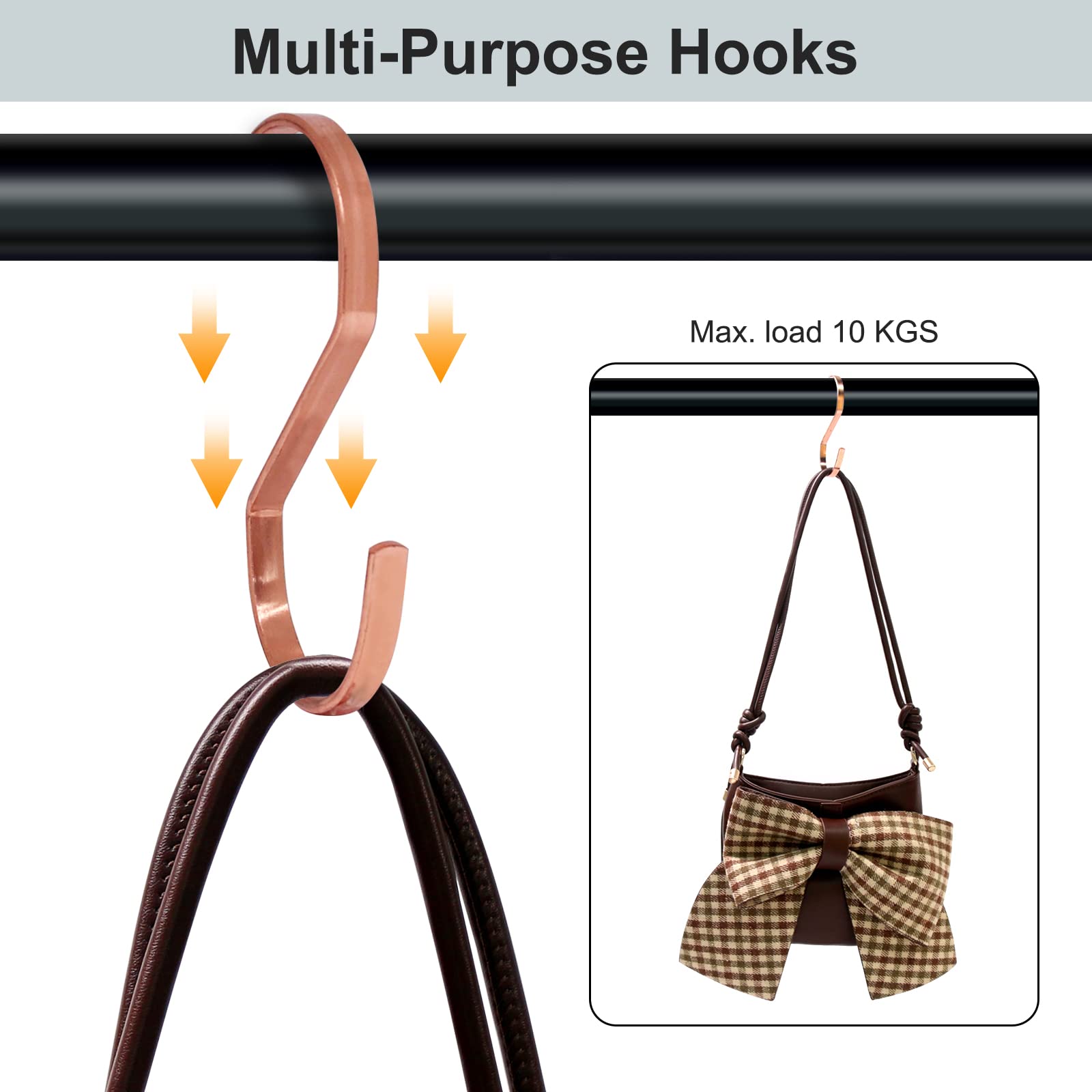 SumDirect 10pcs 4 Inch Rose Gold Flat S Hooks, Heavy Duty Stainless Steel S Shaped Hooks for Hanging - Image 5