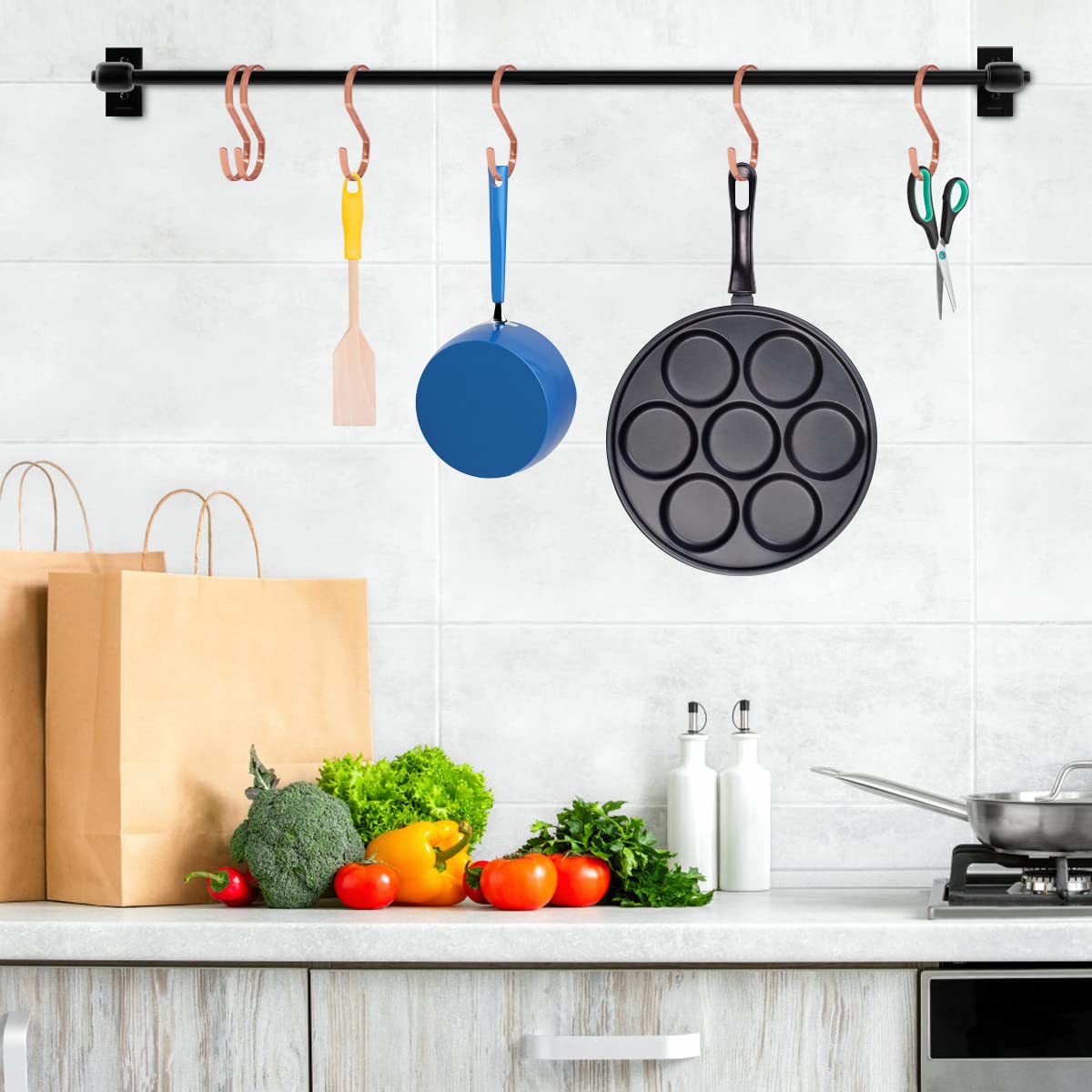 SumDirect 10pcs 4 Inch Rose Gold Flat S Hooks, Heavy Duty Stainless Steel S Shaped Hooks for Hanging - Image 6