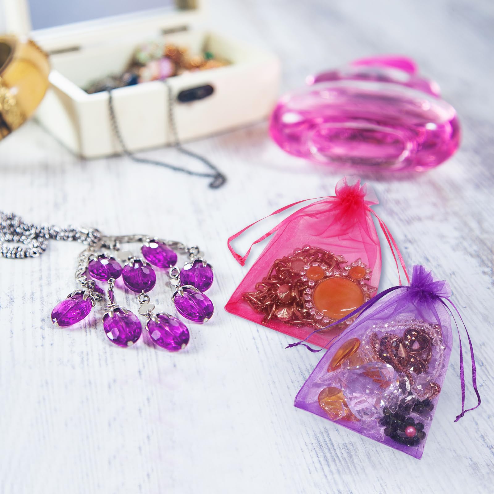 SumDirect 110Pcs 4x6 inches Mixed Color Sheer Drawstring Organza Jewelry Pouches Wedding Party Christmas Favor Gift Bags - Image 4