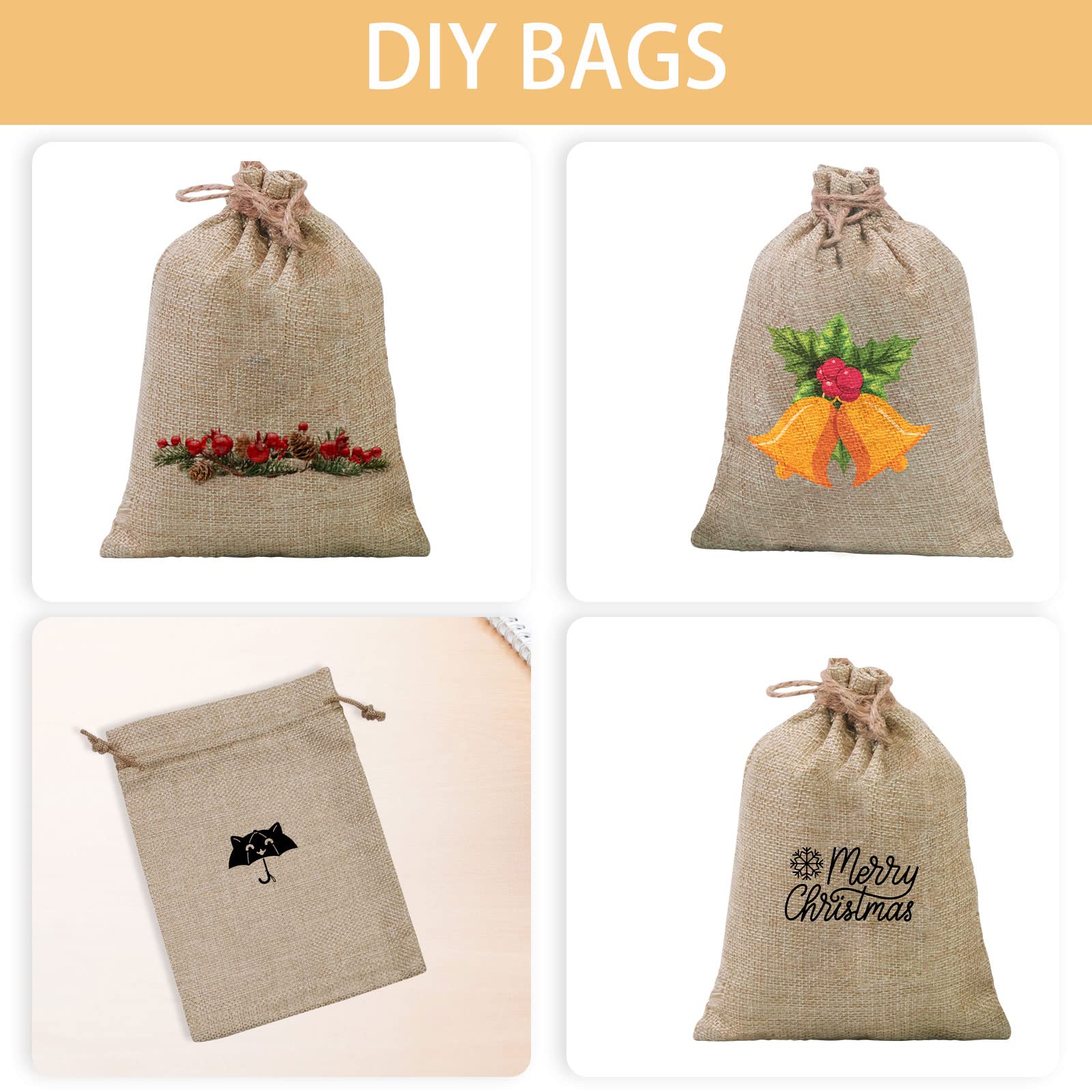 SumDirect 20 PCS Burlap Gift Bags 5x7 inch Small Gift Bags drawstring with 20 Tags, Small Burlap Bags with Drawstring for Wedding Party Christmas DIY Craft - Image 4