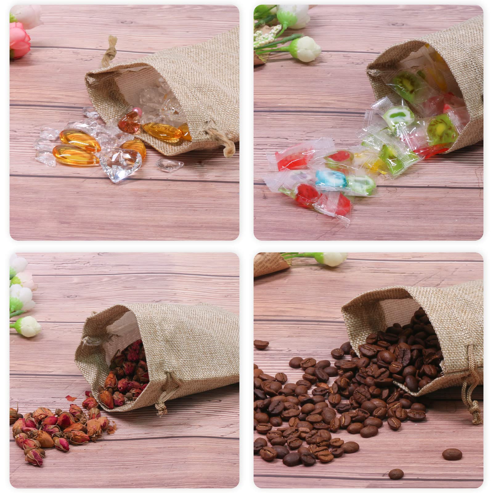 SumDirect 20 PCS Burlap Gift Bags 5x7 inch Small Gift Bags drawstring with 20 Tags, Small Burlap Bags with Drawstring for Wedding Party Christmas DIY Craft - Image 6