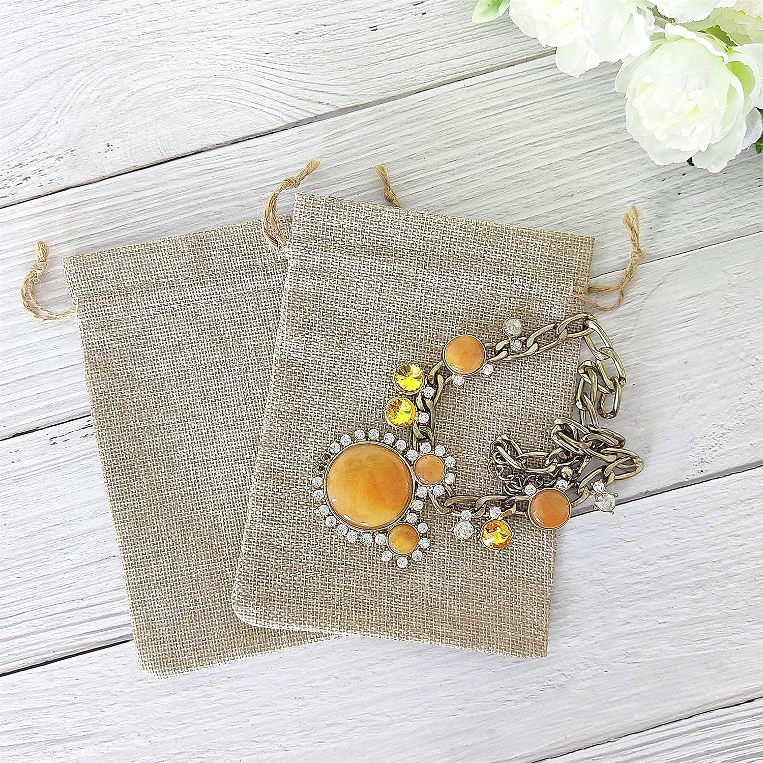 SumDirect 20 PCS Burlap Gift Bags 5x7 inch Small Gift Bags drawstring with 20 Tags, Small Burlap Bags with Drawstring for Wedding Party Christmas DIY Craft - Image 9