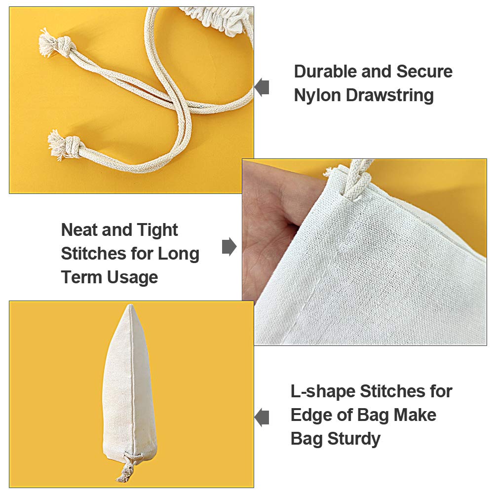 SumDirect 20Pcs Cotton Muslin Bags,White Mini Lightweight Gift Bags Breathable Pouches with Drawstring Reusable Packing Storage Bags for Wedding, Party, Birthday (4x6inch) - Image 3
