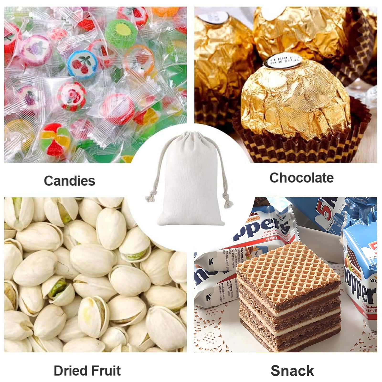 SumDirect 20Pcs Cotton Muslin Bags,White Mini Lightweight Gift Bags Breathable Pouches with Drawstring Reusable Packing Storage Bags for Wedding, Party, Birthday (4x6inch) - Image 4