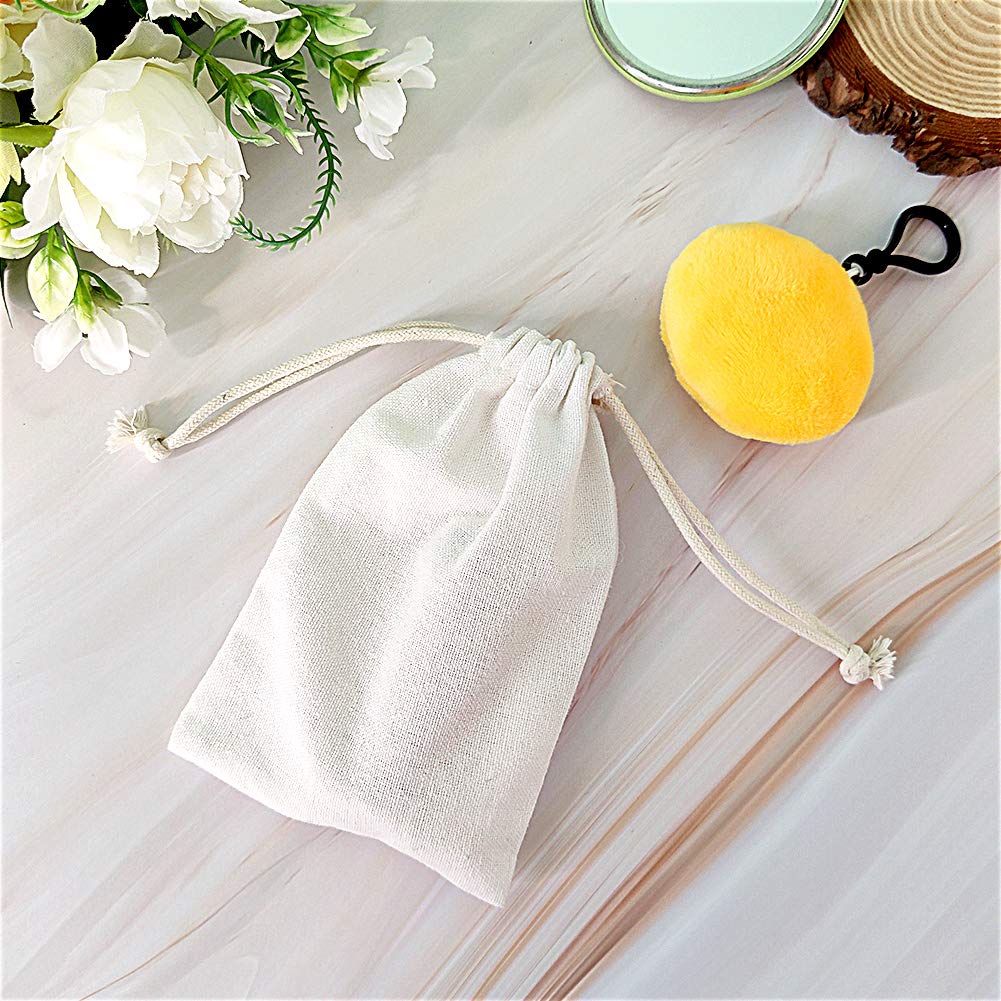 SumDirect 20Pcs Cotton Muslin Bags,White Mini Lightweight Gift Bags Breathable Pouches with Drawstring Reusable Packing Storage Bags for Wedding, Party, Birthday (4x6inch) - Image 7
