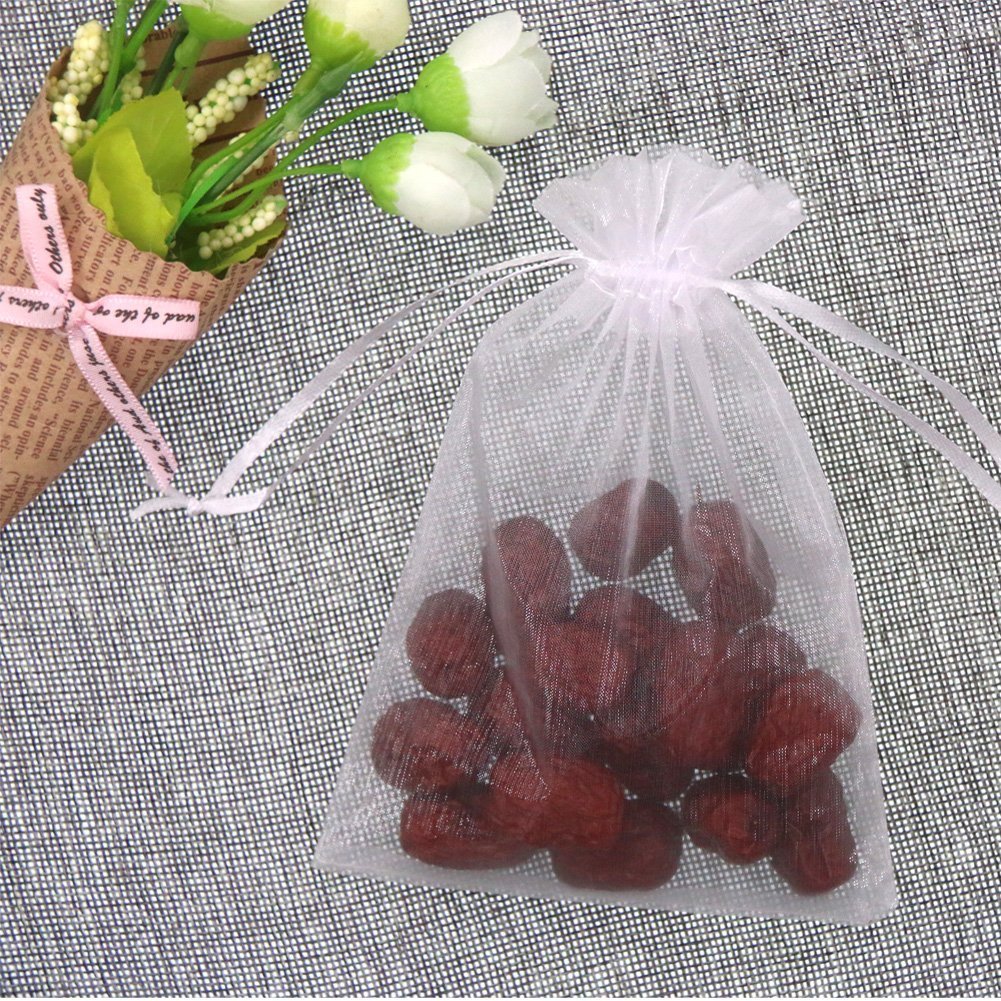SumDirect 50Pcs 4x6 inches Sheer Organza Bags Jewelry Drawstring Pouches Wedding Party Christmas Favor Gift Bags - Image 7
