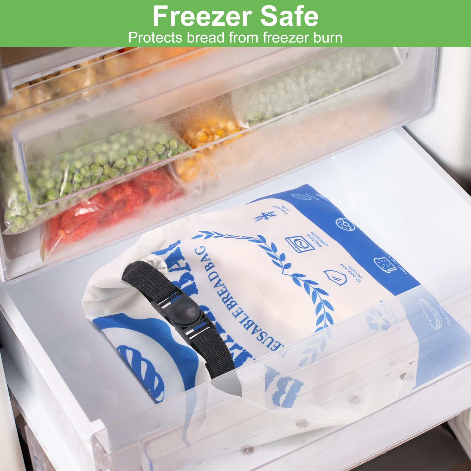 SumDirect Bread Bags for Homemade Breads- 1 Pack Blue Reusable Zipper Bread Bags for Sourdough, Large Freezer Safe Food Storage Bag to Keep Loaf Fresh (Blue, 1 Pack) - Image 7