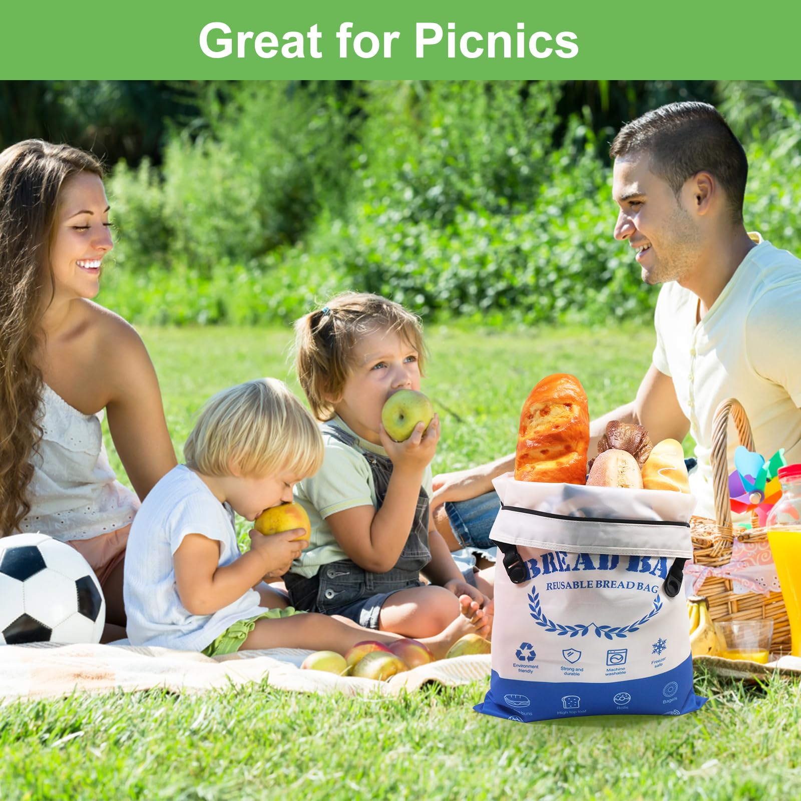 SumDirect Bread Bags for Homemade Breads- 1 Pack Blue Reusable Zipper Bread Bags for Sourdough, Large Freezer Safe Food Storage Bag to Keep Loaf Fresh (Blue, 1 Pack) - Image 8