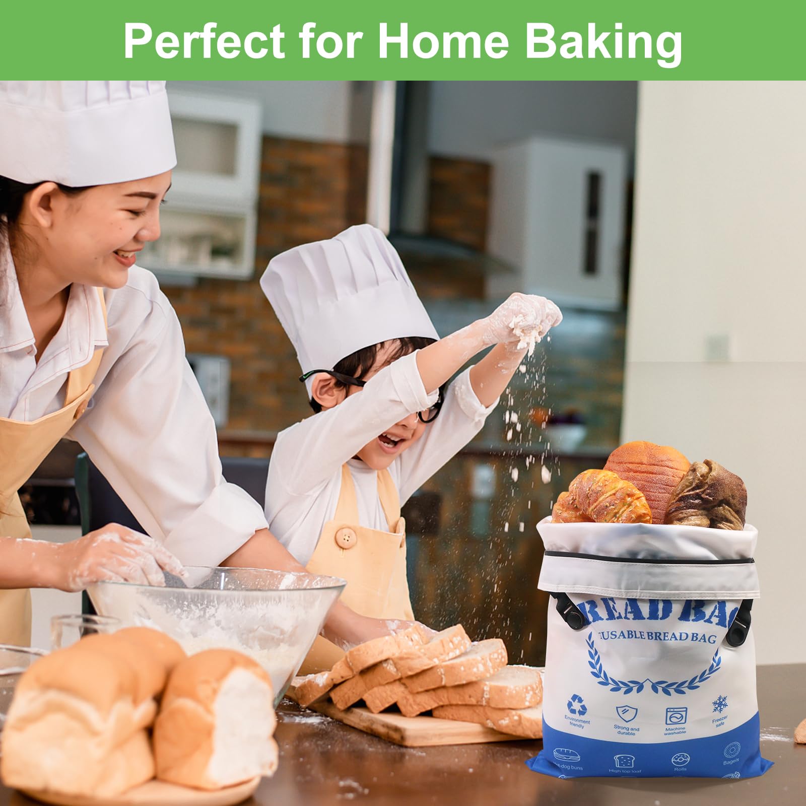 SumDirect Bread Bags for Homemade Breads- 1 Pack Blue Reusable Zipper Bread Bags for Sourdough, Large Freezer Safe Food Storage Bag to Keep Loaf Fresh (Blue, 1 Pack) - Image 9