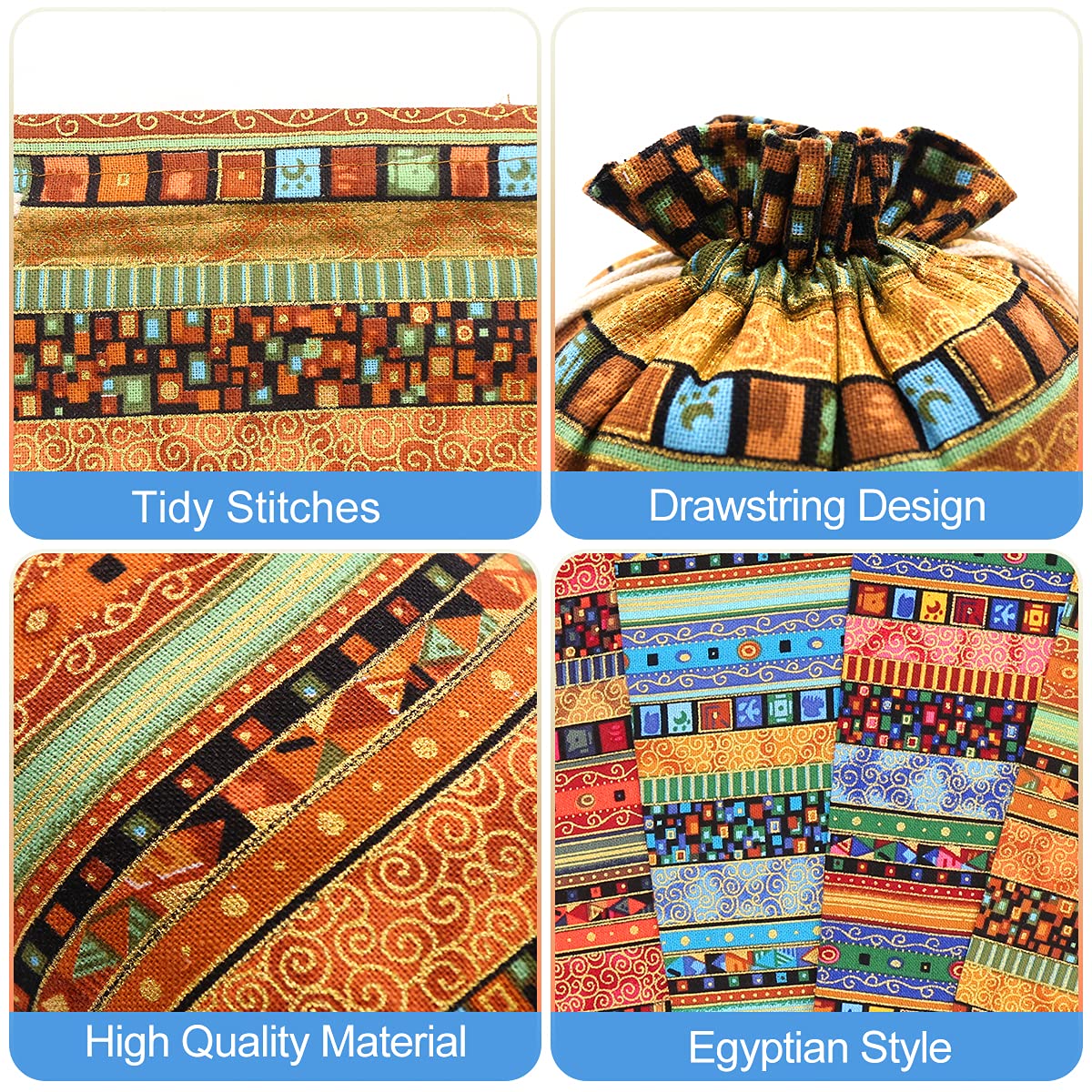 SumDirect Egyptian Ethnic Style Linen Burlap Bags, 20Pcs 6×8 inches Gift Bags with Drawstring, Reusable Cotton Candy Bag for Wedding Party Favors - Image 3