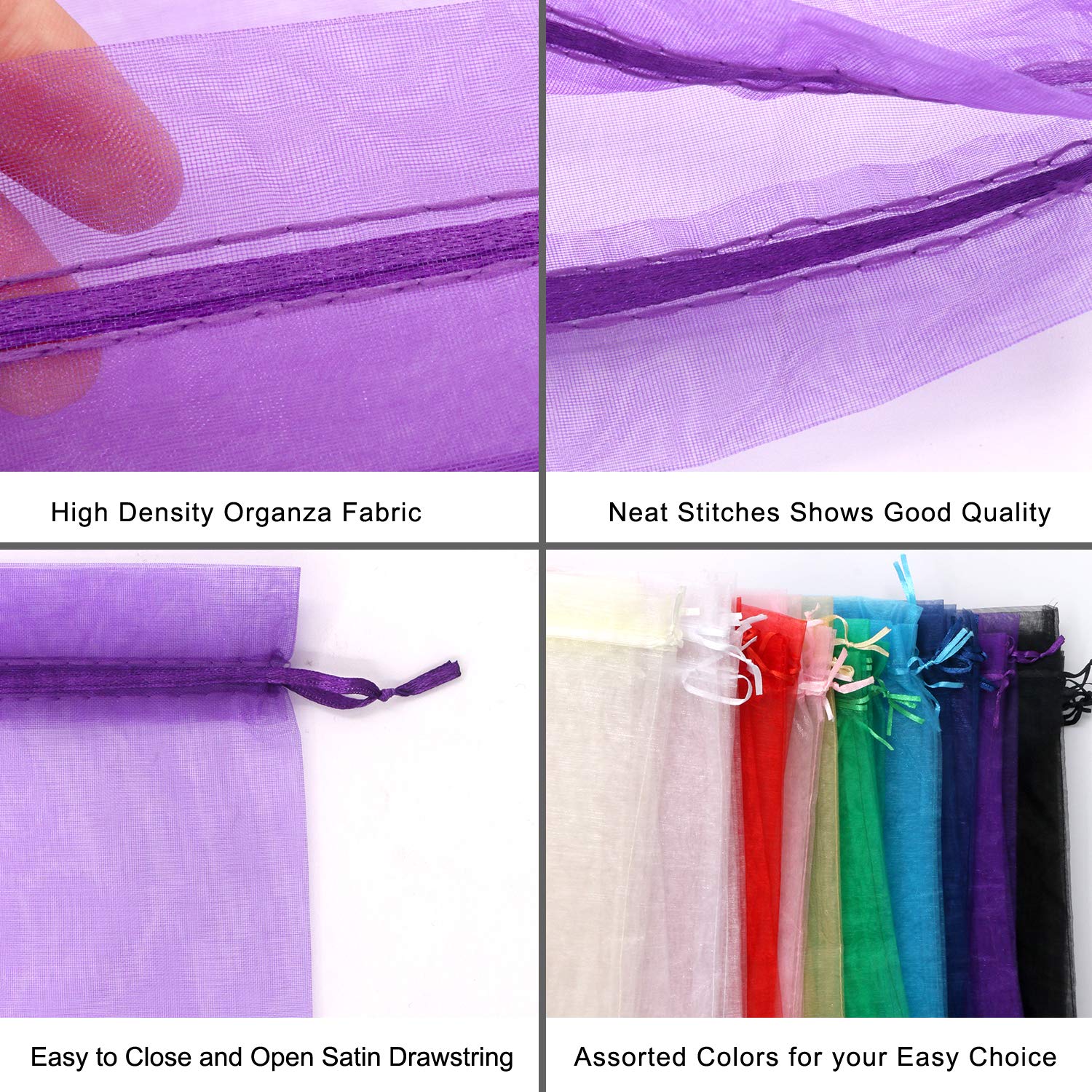 SumDirect Extra Large Organza Bags - 100Pcs12x16 Inches Mixed Color Organza Gift Bags with Drawstring, Jewelry Pouches for Wedding Party Christmas Favor - Image 3