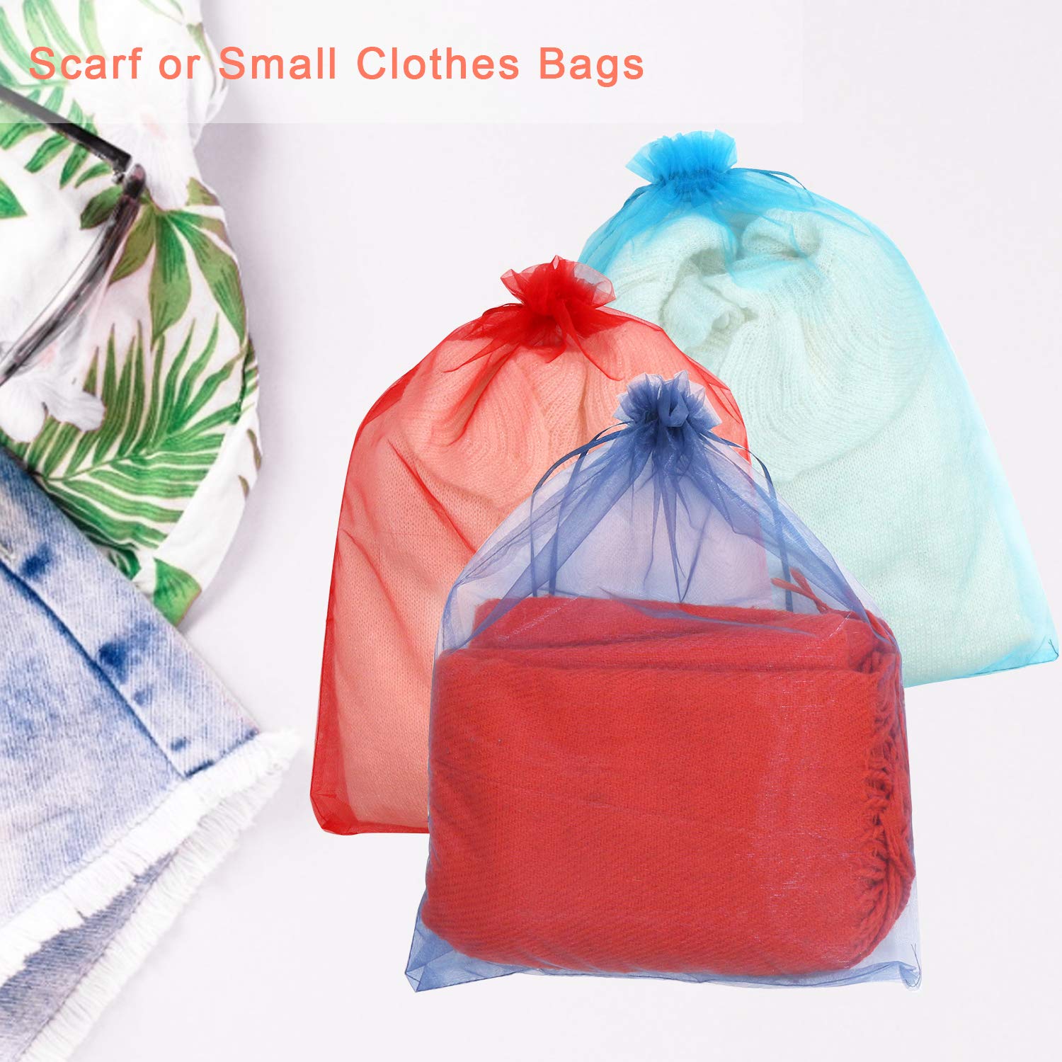SumDirect Extra Large Organza Bags - 100Pcs12x16 Inches Mixed Color Organza Gift Bags with Drawstring, Jewelry Pouches for Wedding Party Christmas Favor - Image 7