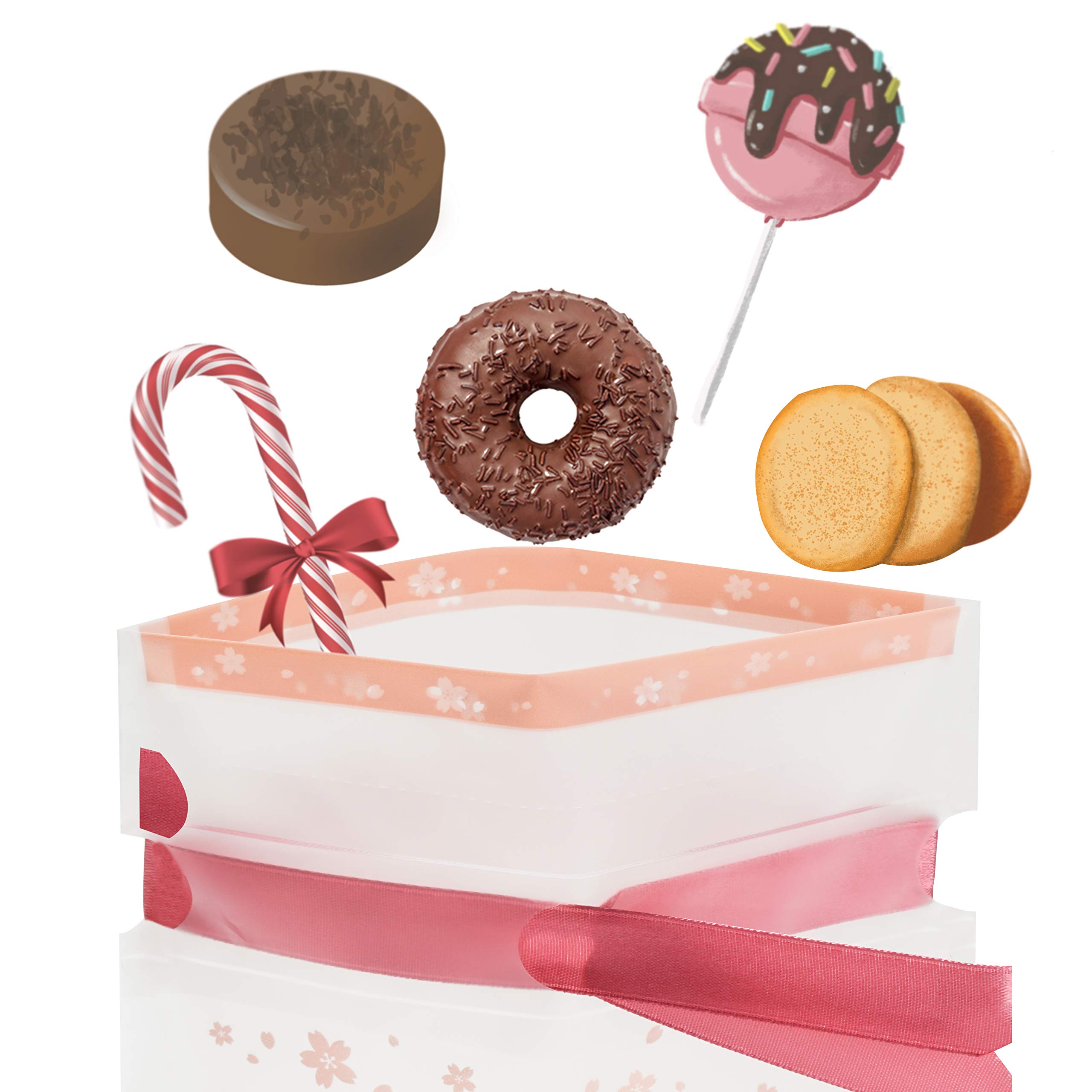 SumDirect Pink Plastic Drawstring Gift Bags - 50 Pcs 6x9 Inch Goodie Bags Cherry Blossom Party Favor Treat Bags Food Storage Bags Gift Wrapping Package - Image 4